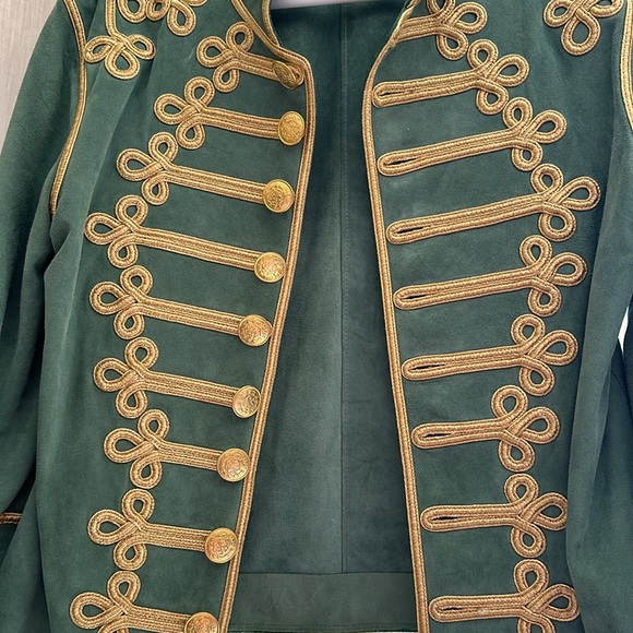 Jessie Western Suede Military Jacket in Green - Picture 4 of 6